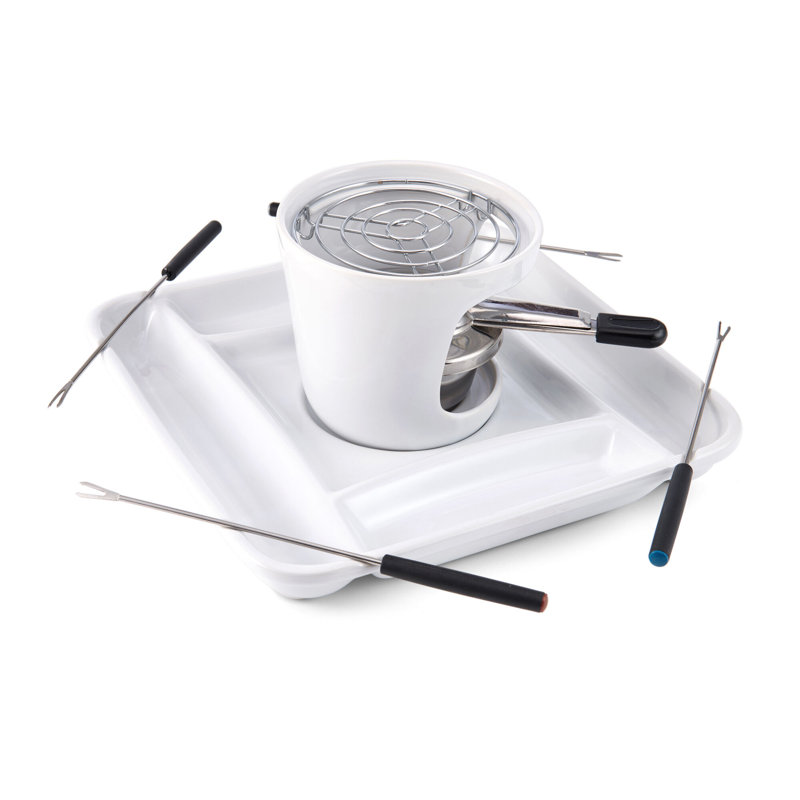 White Ceramic Indoor/Outdoor S'mores Maker with Stainless Steel Grill