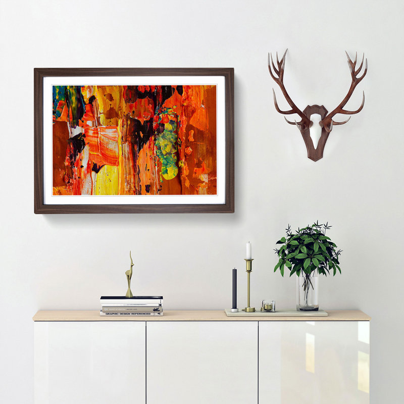 Abstract Art Painting Vol.251 by S.Johnson - Picture Frame Painting Print, 36cm H x 48cm W x 2cm D, Walnut Framed