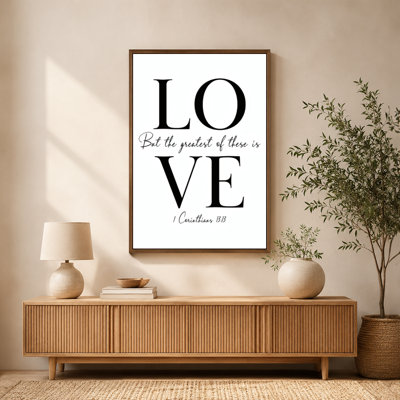 Love Is Greatest Typography Canvas Wall Art with Floating Frame, Ready to Hang