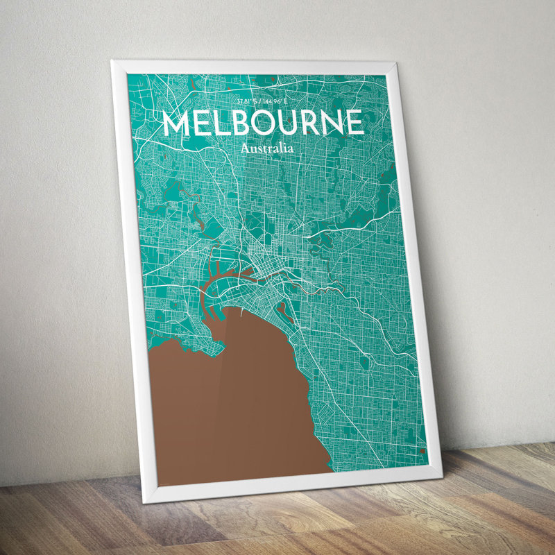 Melbourne City Map - No Frame Print, 91.4cm H x 61cm W x 0.13cm D
