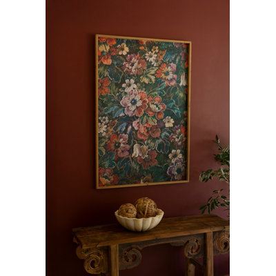  Framed Wall Art 31"H - Printed Paper Floral Textured Multi-Color Design