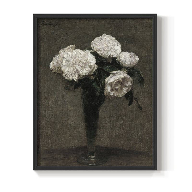 Impression florale vintage encadrée CCXCI - bois massif, Noir, noir, noir, noir, H 21 po x l 17 po