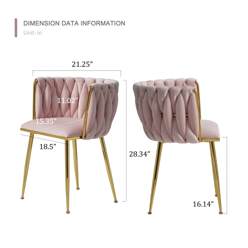 Evanni Velvet Upholstered Metal Side Chair, Pink, 2