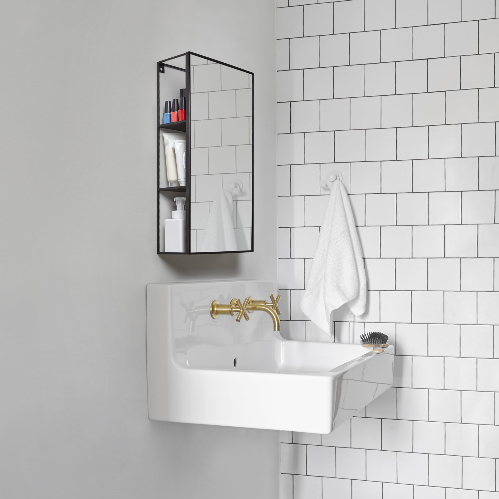 Cubiko Metal Rectangle Mirror with Shelves