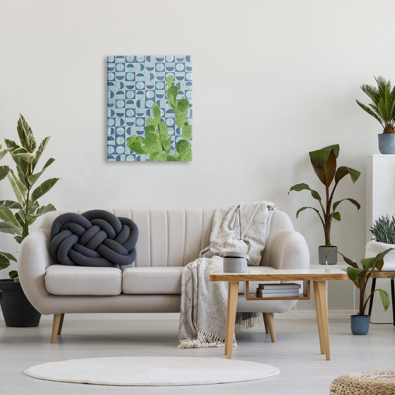 Paire de cactus ronds, H 30 po x l 24 po x P 1,5 po, Toile tendue