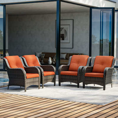 Nellie Wicker 4 - Person Patio Conversation Set with Cushions