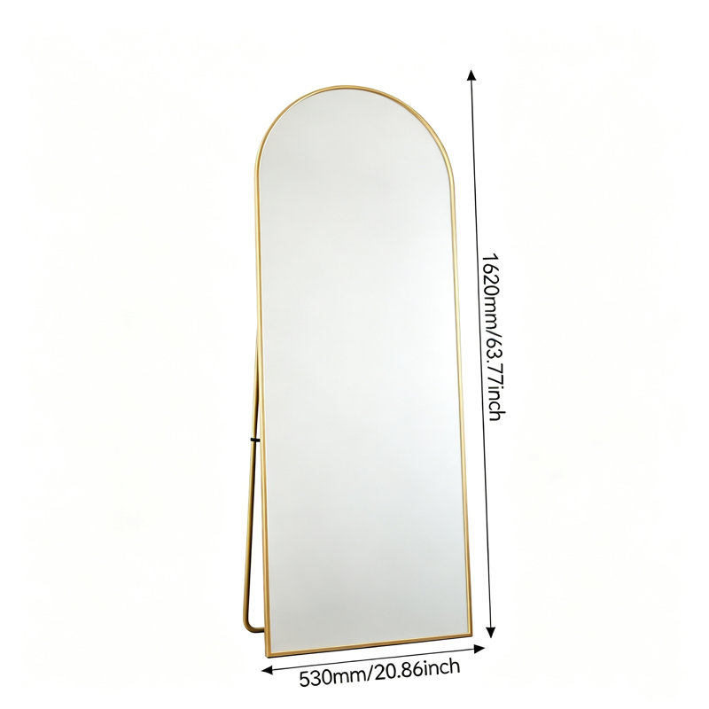 Aluminium Arch Freestanding Full Length Mirror, Gold