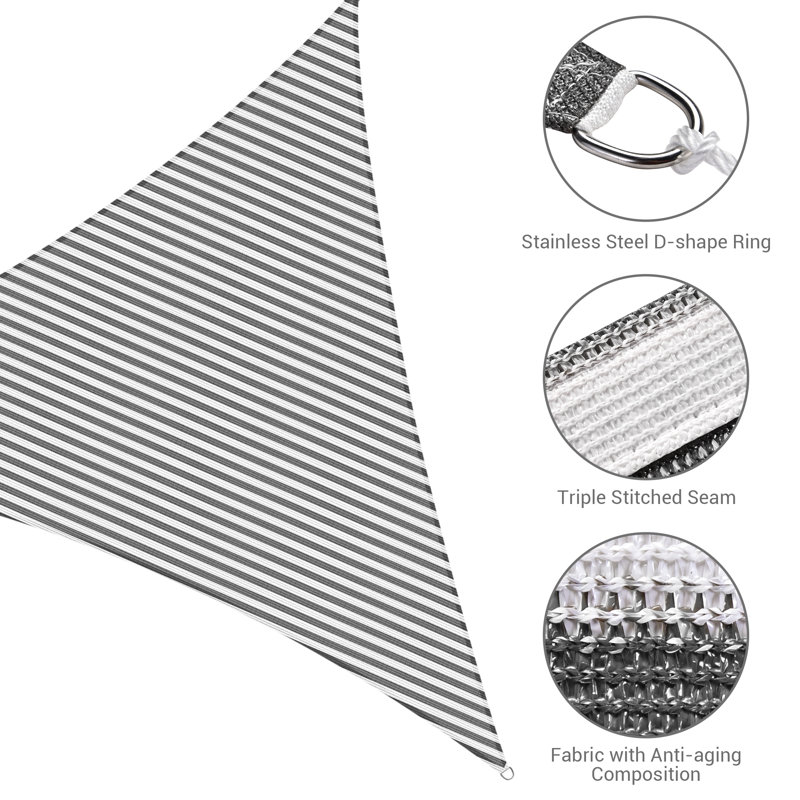 Gray and White 25ft Triangle Sun Shade Sail Canopy