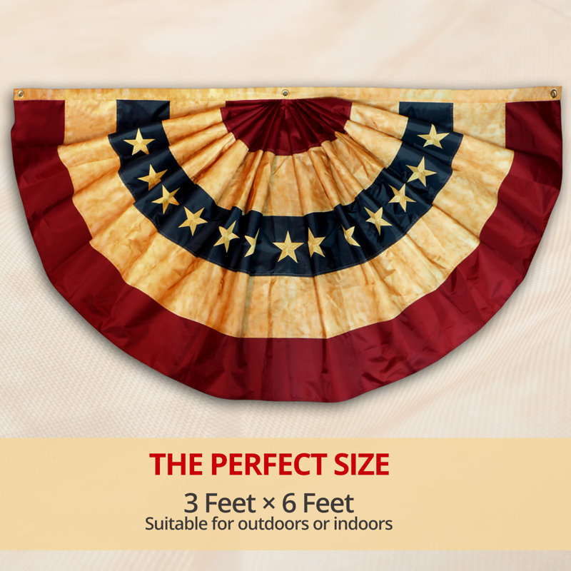 Vintage Style 3x6 Ft Patriotic Nylon Pleated Fan Flag