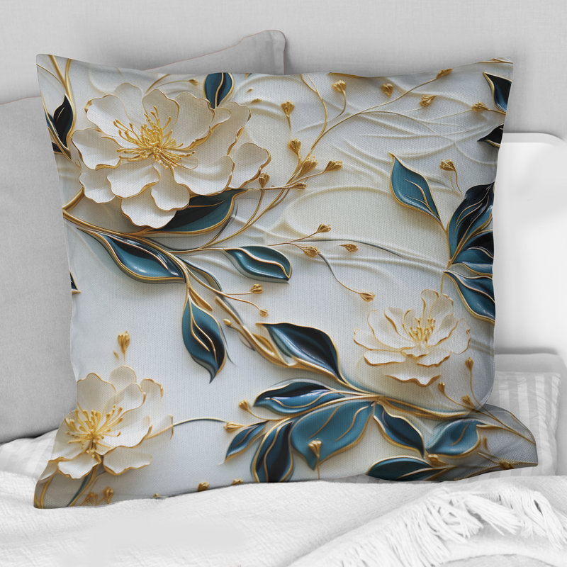 Oriental Elegance Marble Pattern - Marble Printed Throw Pillow, 16" x 16"