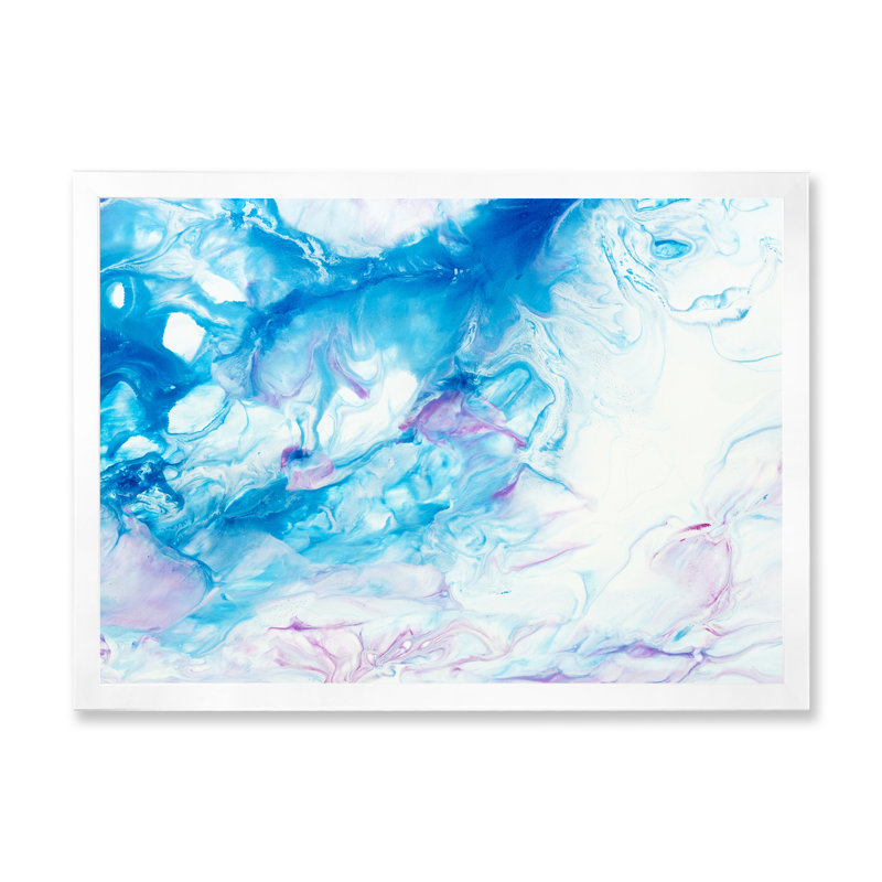Encre rose et bleue, impression sur toile, H 16 po x l 32 po, Toile blanche avec cadre d'angle fermé