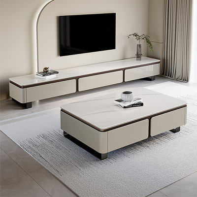 Modern minimalist rock slate coffee table TV stand