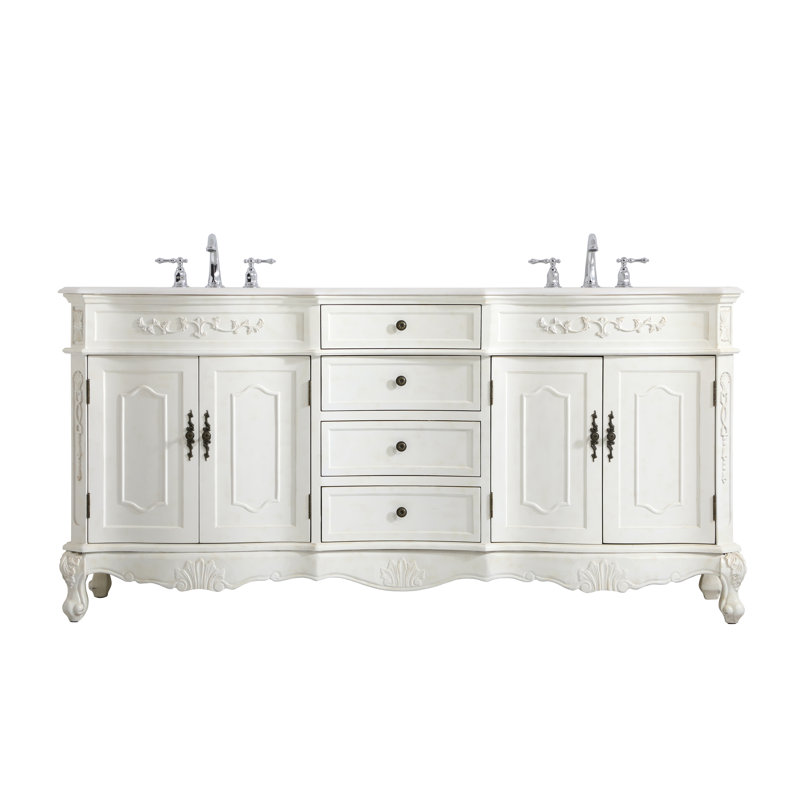 Ensemble de meuble-lavabo double 72 po Burnet, Blanc antique, Crème, Blanc