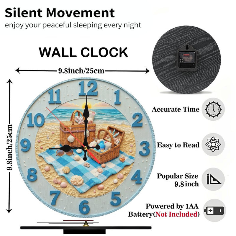 Horloge murale de plage avec paniers