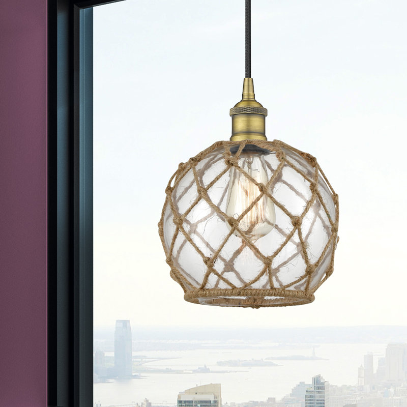 Haytham 1 - Light Single Pendant, Clear/Brown, Brushed Brass