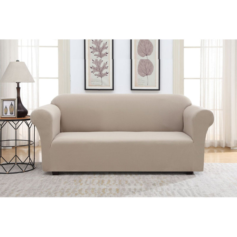 Box Cushion Sofa Slipcover, Tan