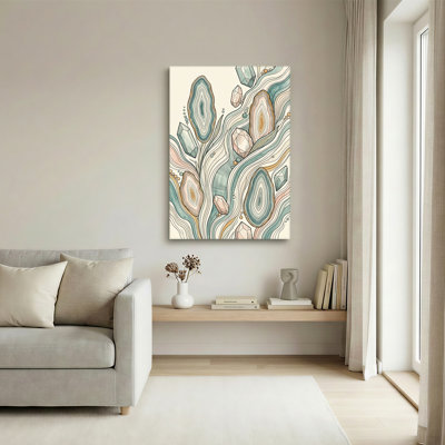 Art mural toile sarcelle et cristal rose