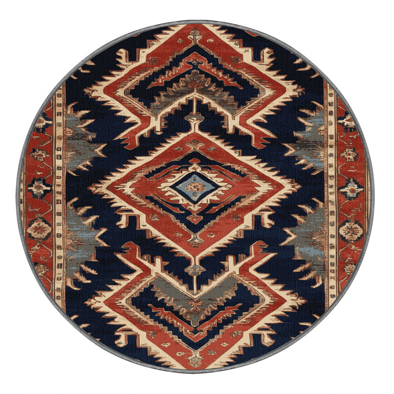 Tapis brun lavable à la machine, Rond 3 pi