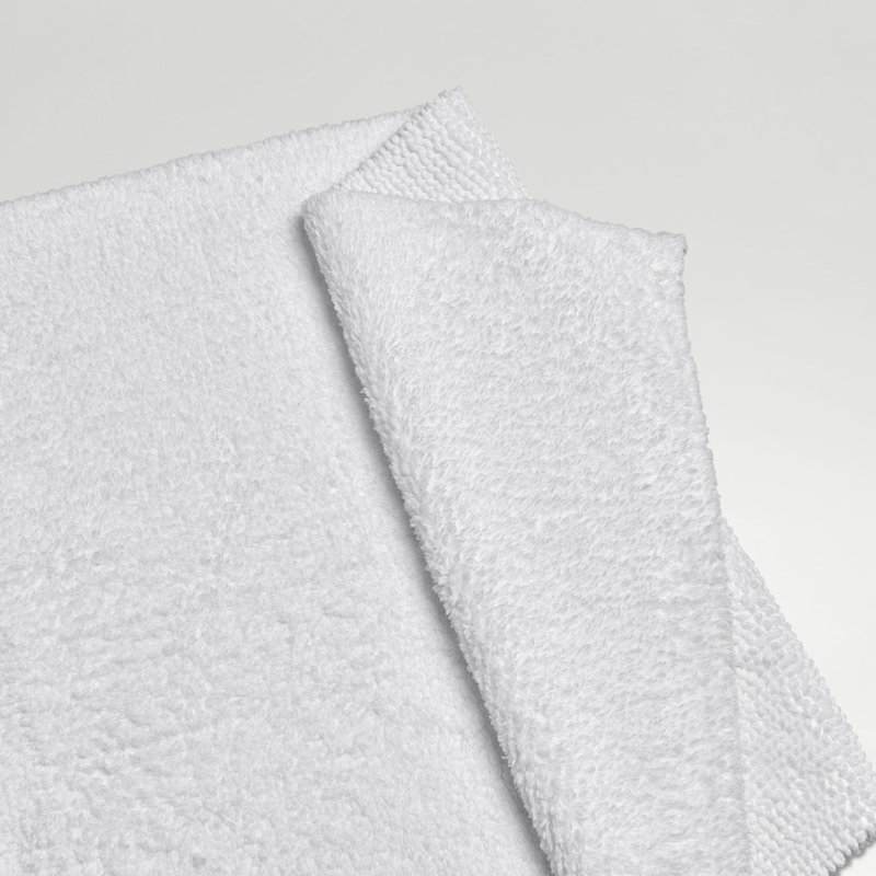 Reversible 100% Cotton Rectangle Bath Rug, Parchment