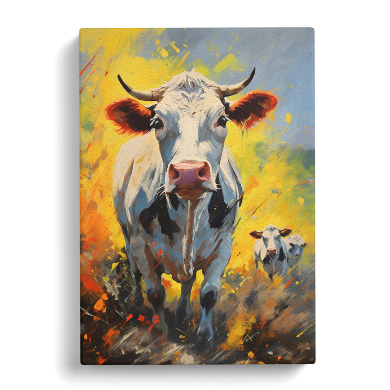 Cow Action Painting - Print, 76cm H x 50cm W x 3cm D