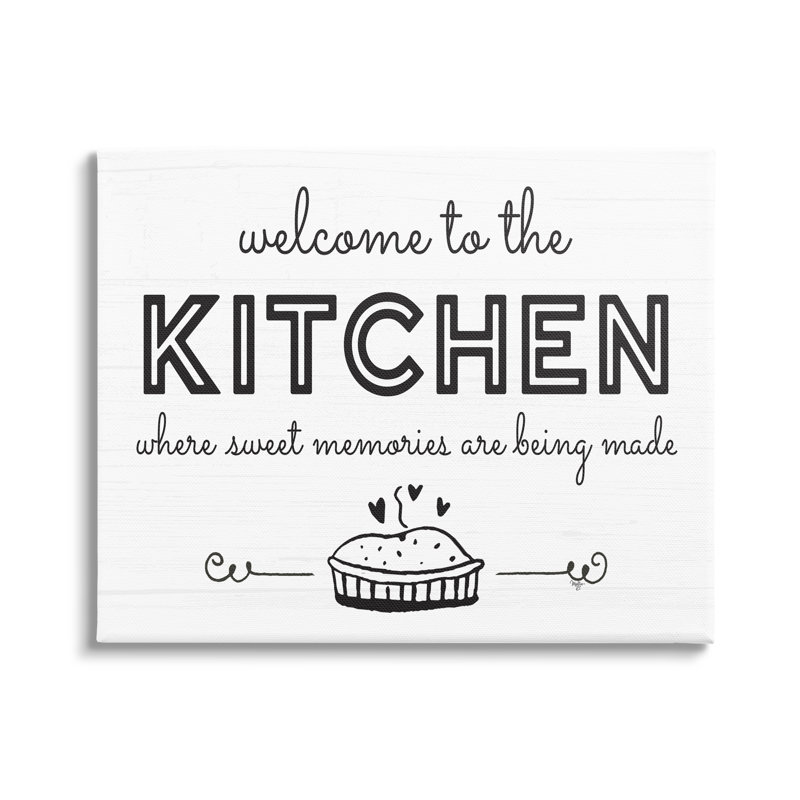 «Welcome to Kitchen Fresh Baked Pie», art textuel sur toile, Toile tendue, H 16 po x l 20 po x P 1,5 po
