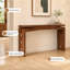 Console brésilienne en noyer brésilien, tablier ondulé, étroit ultra-mince, découpes géométriques, minimaliste moderne