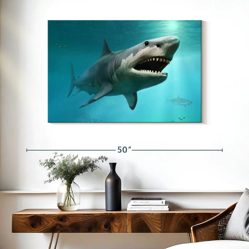 Brampt Extinct Megalodon Shark, 26'' H x 39'' W