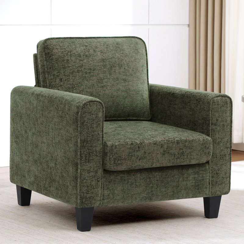 Mid-Century Accent Chairs Featuring Wide Backrest, Green
