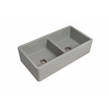 Ribbleton - 35.3 L X 18.3 W Fireclay Double Bowl Apron / Farmhouse Kitchen Sink