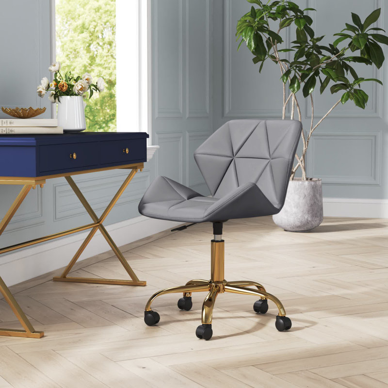 Chaise de bureau pivotante en velours Alec, Gris