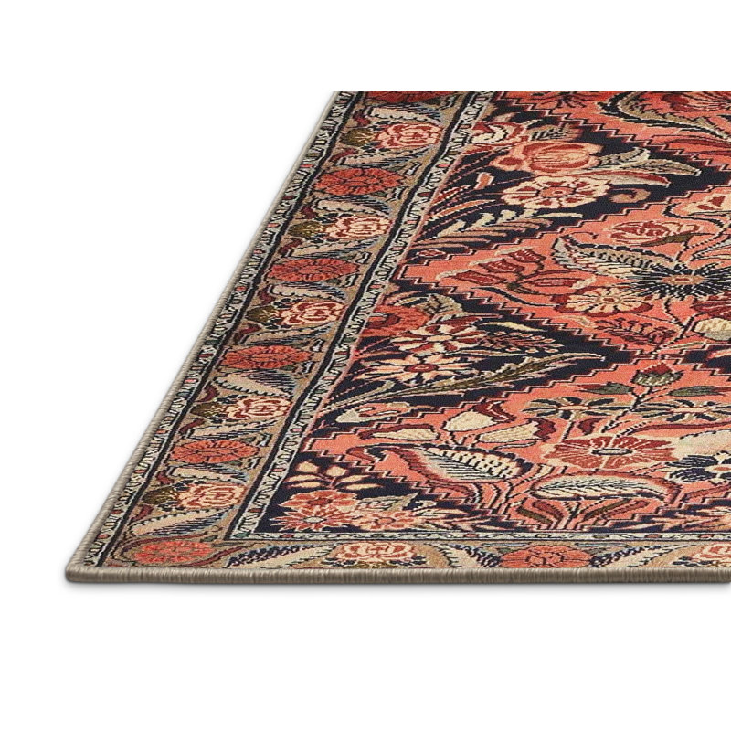 Tapis décoratif floral rouge/vert/noir ackeron, Rectangle 8 pi x 12 pi
