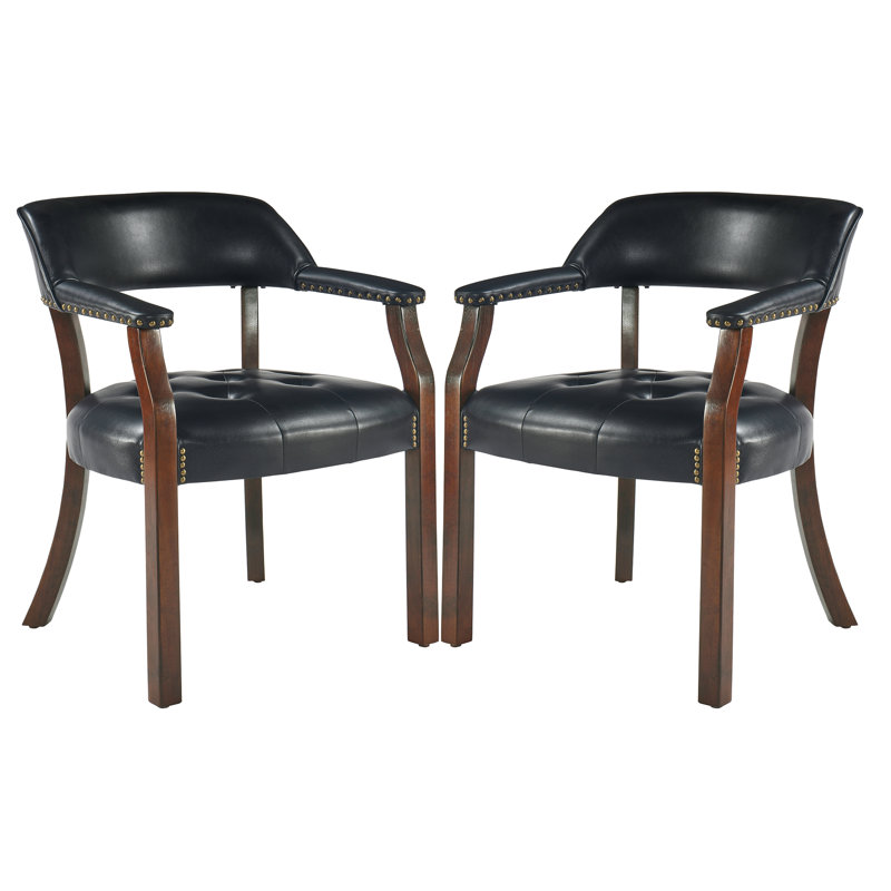 LUMERA Collection Tufted Arm Dining Chair Black, Black, Walnut