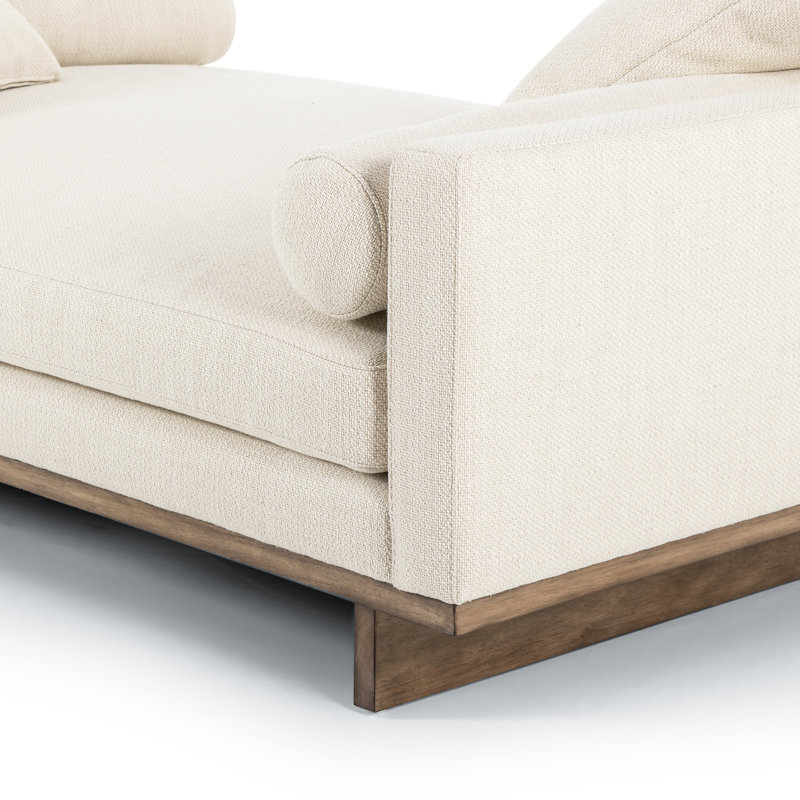 Everly Chaise Lounge, Ivory Polyester Blend