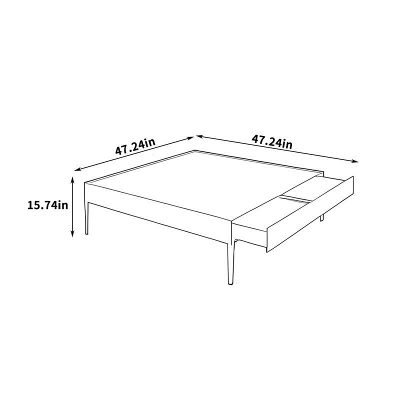 Justus, H 15,74 po x L 47,24 po x l 47,24 po