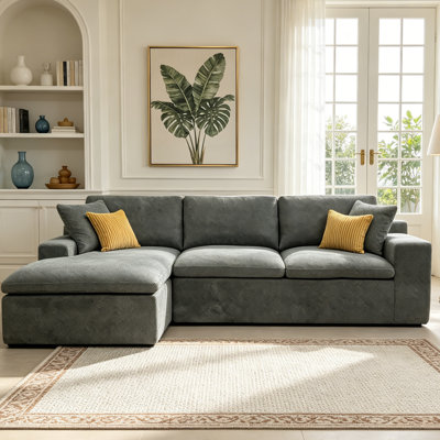 Boneless Cloud Sectional Sofa, High-density Foam Couch With Wide Armrests And Deep Seat, Plush Upholstered Settee For Living Room, Modern Cozy Seating