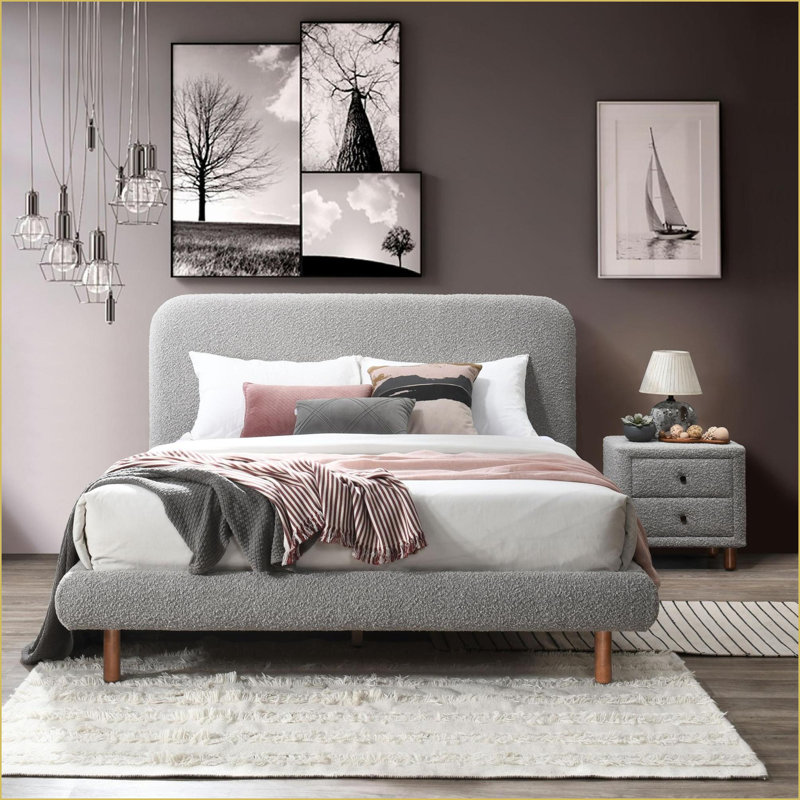 Table de chevet 2 tiroirs Grey Boucle