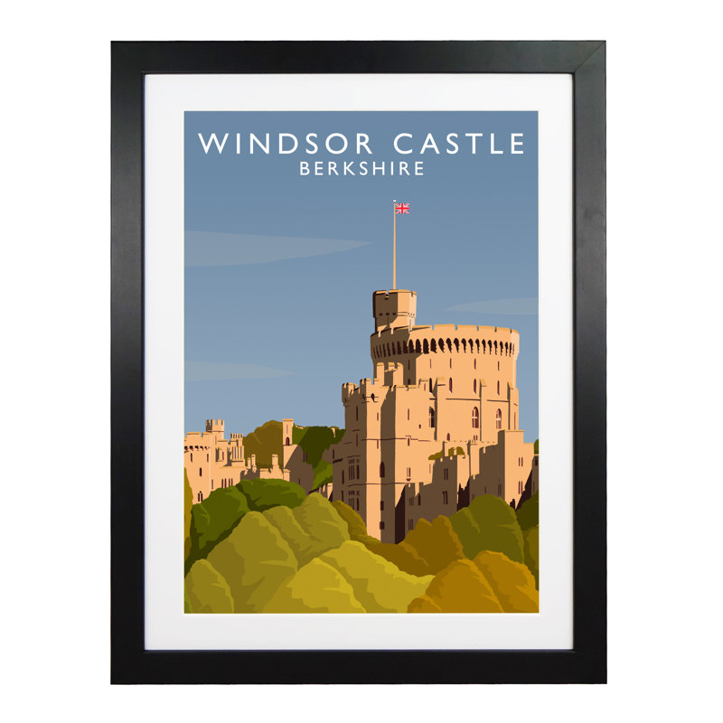 'Windsor Castle' by Richard O'Neil - Print, Black Wood Frame, 54 cm H x 44 cm W x 2.2 cm D