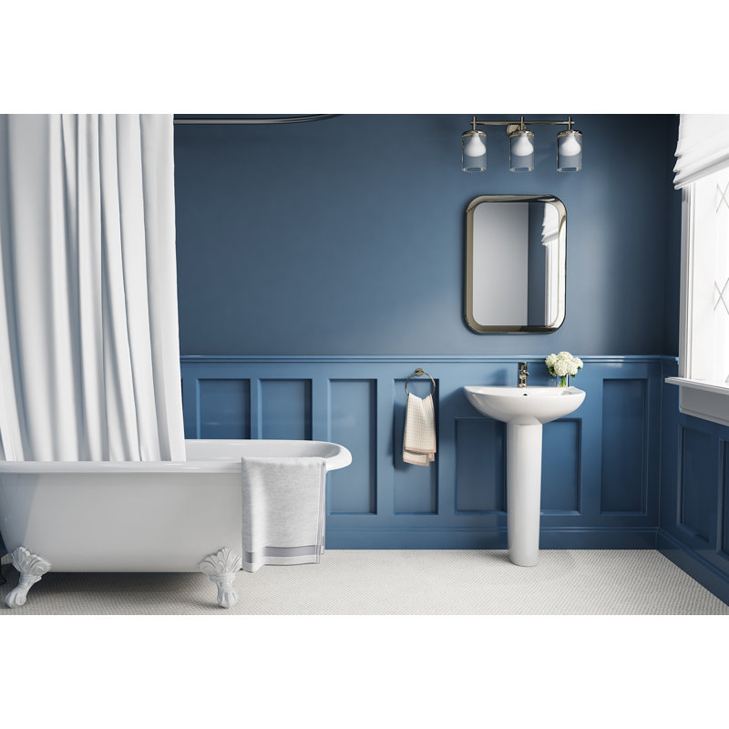 31.5" Tall White U-Shaped Vitreous China Pedestal Bathroom Sink with Overflow