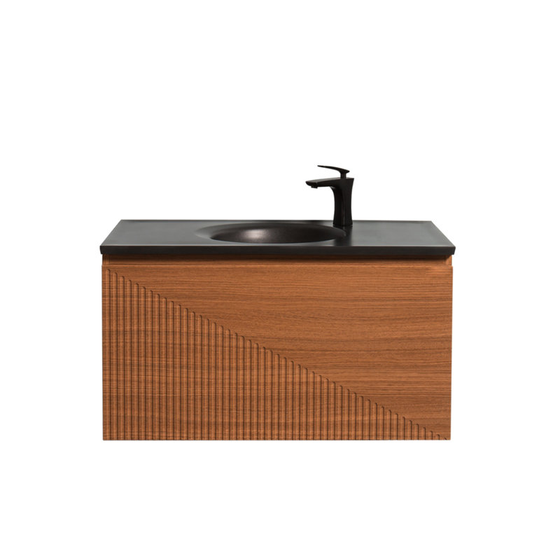 Breezevale 36 po L x 21 po P 2 tiroirs Meuble-lavabo avec évier simple et Comptoir en Quartz noir d'ingénierie