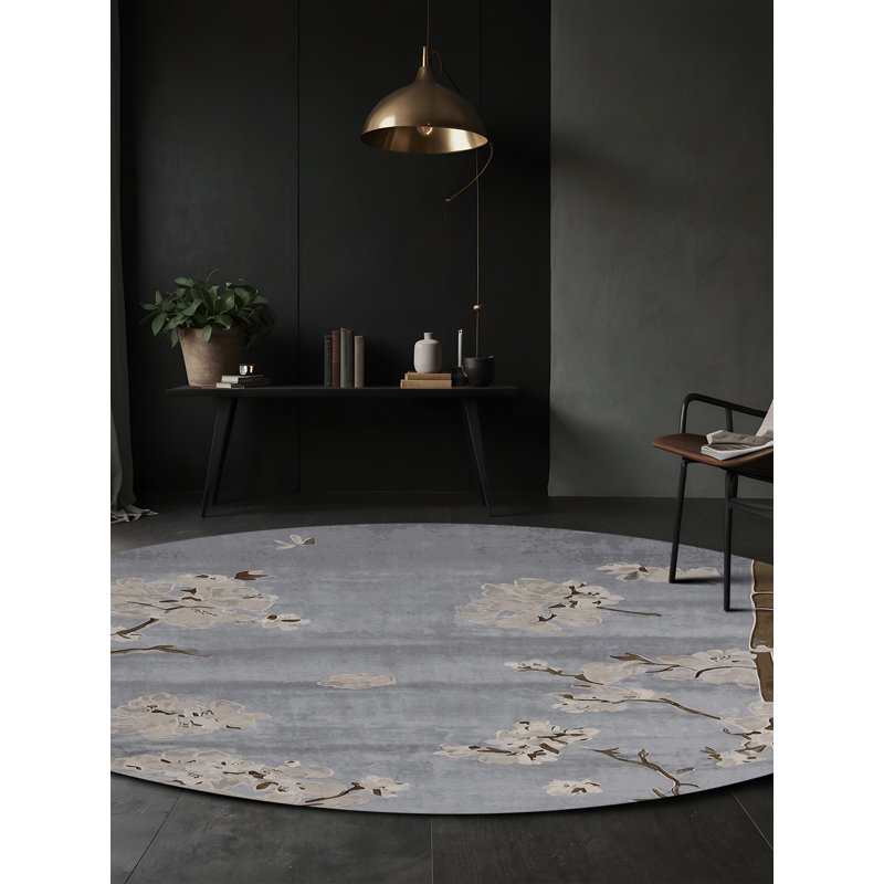 Tapis gris soyeux et moelleux, Rectangle 7 pi x 9 pi