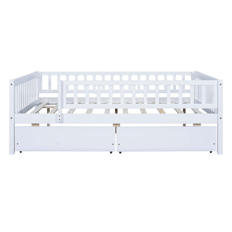 Kallel Daybed with Two Drawers and Guardrails, White, Full/Double