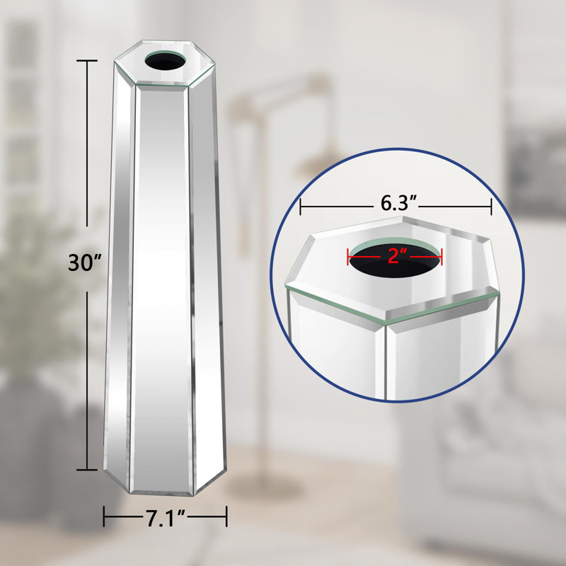 Vase de plancher en miroir de 30 po de hauteur, grands vases argentés pour décor de salon, vases décoratifs pour fleurs séchées