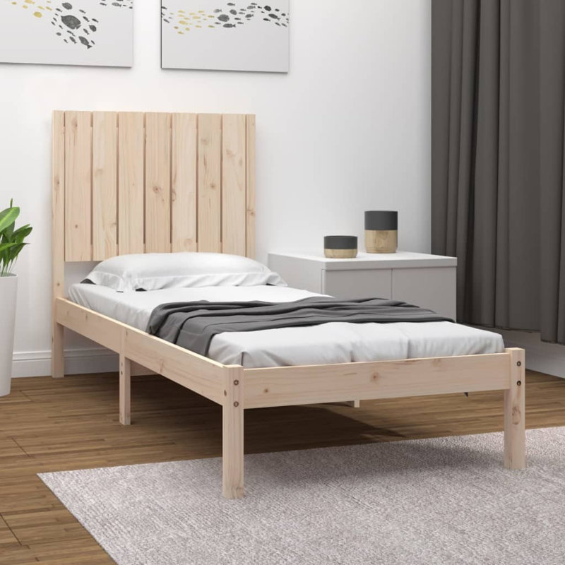 Bed Frame Solid Wood, Small Double (120 x 200 cm), Brown