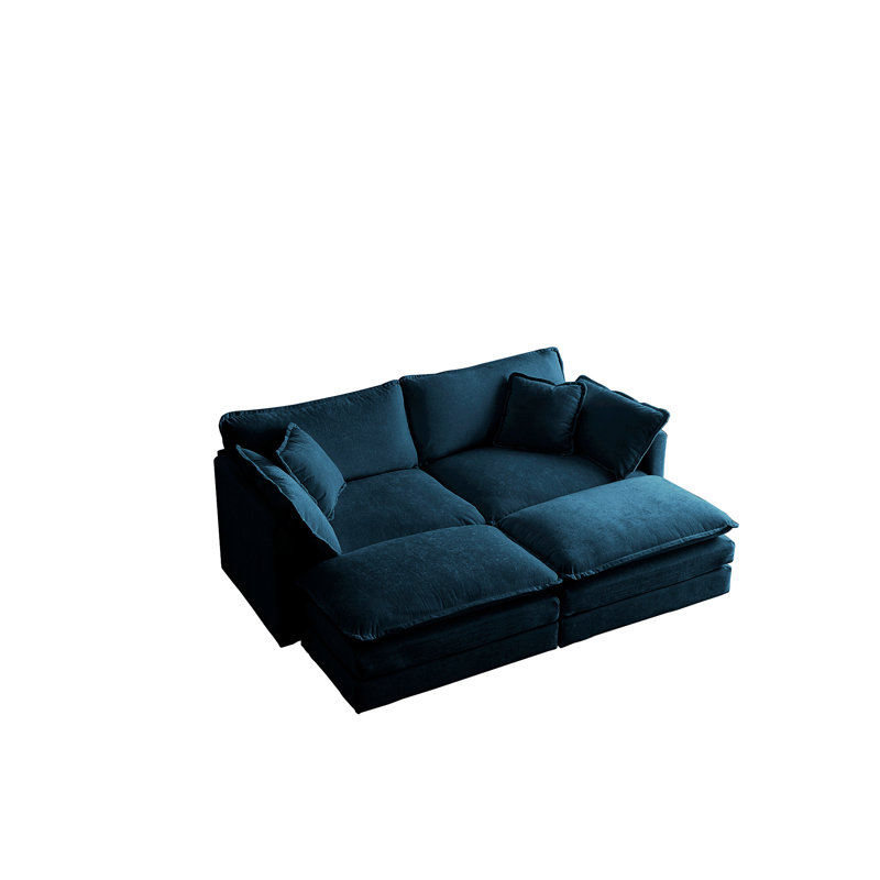 Canapé modulaire rembourré 4 pièces 4 pièces, Bleu