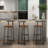 Set Of 3 Bar Stools With Backrest, Footrest And Metal Frame
