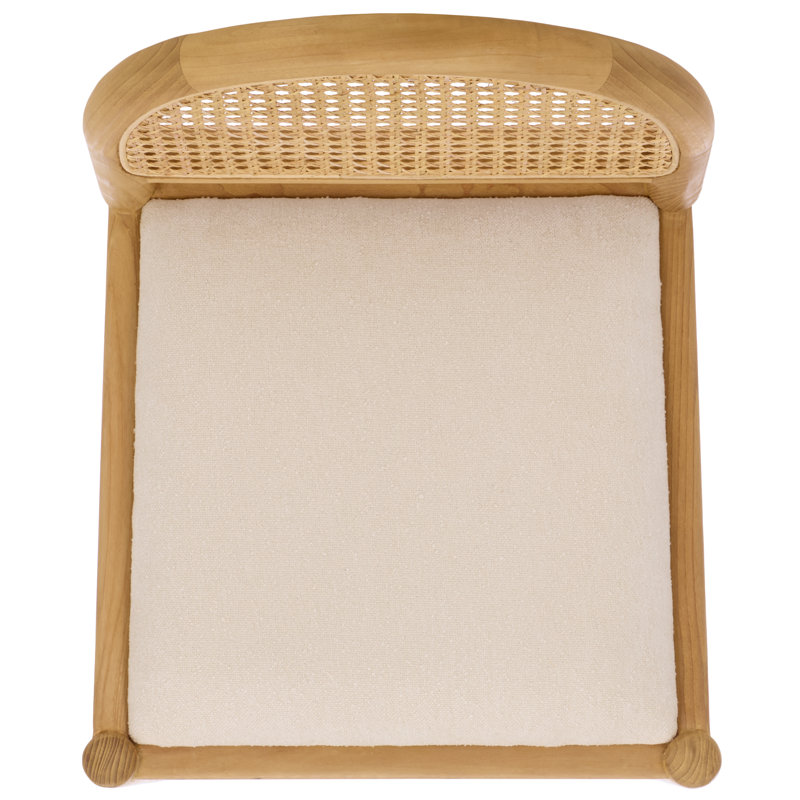 Laylie Rattan And Leather Counter Stool, Natura/Boucle