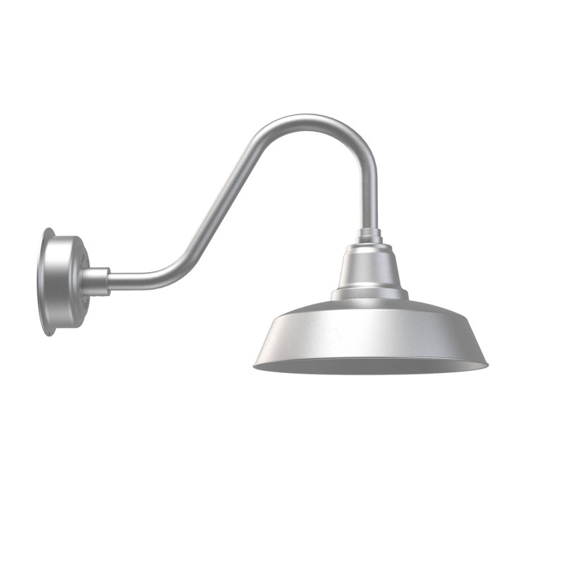 Luminaire de grange d'extérieur Vandervliet, Argent galvanisé, H 14,87 po x l 14 po x p 26 po