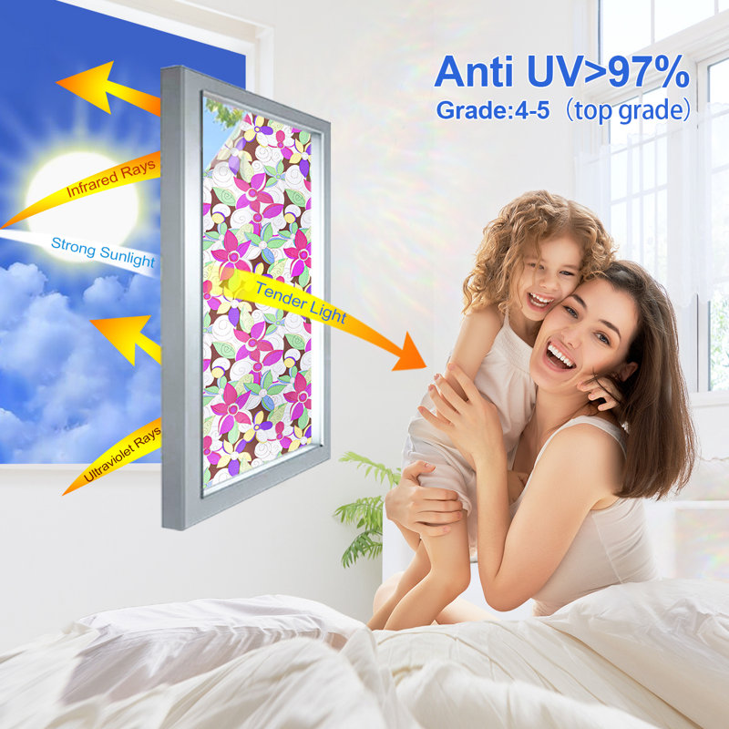 35,4 po x 78,7 po Décalcomanie décorative pour fenêtre d'intimité non-adhésive