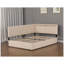 Structure de lit double tapissier avec tête de lit double, 2 tiroirs de rangement, lumière DEL et chargement USB, beige