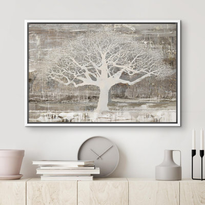 " Grunge White Forest Tree Silhouette "